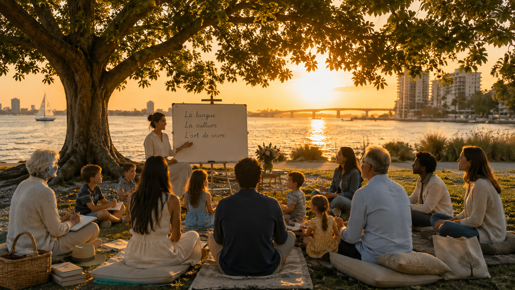 A community gathering at the Sarasota bayfront.